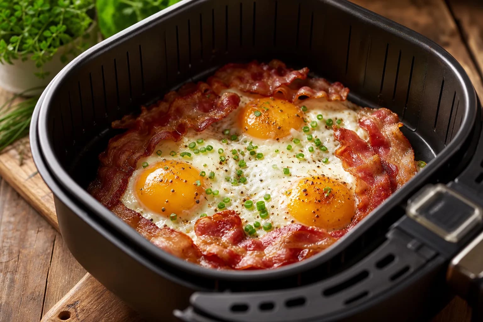 Air Fryer Bacon & Eggs Breakfast