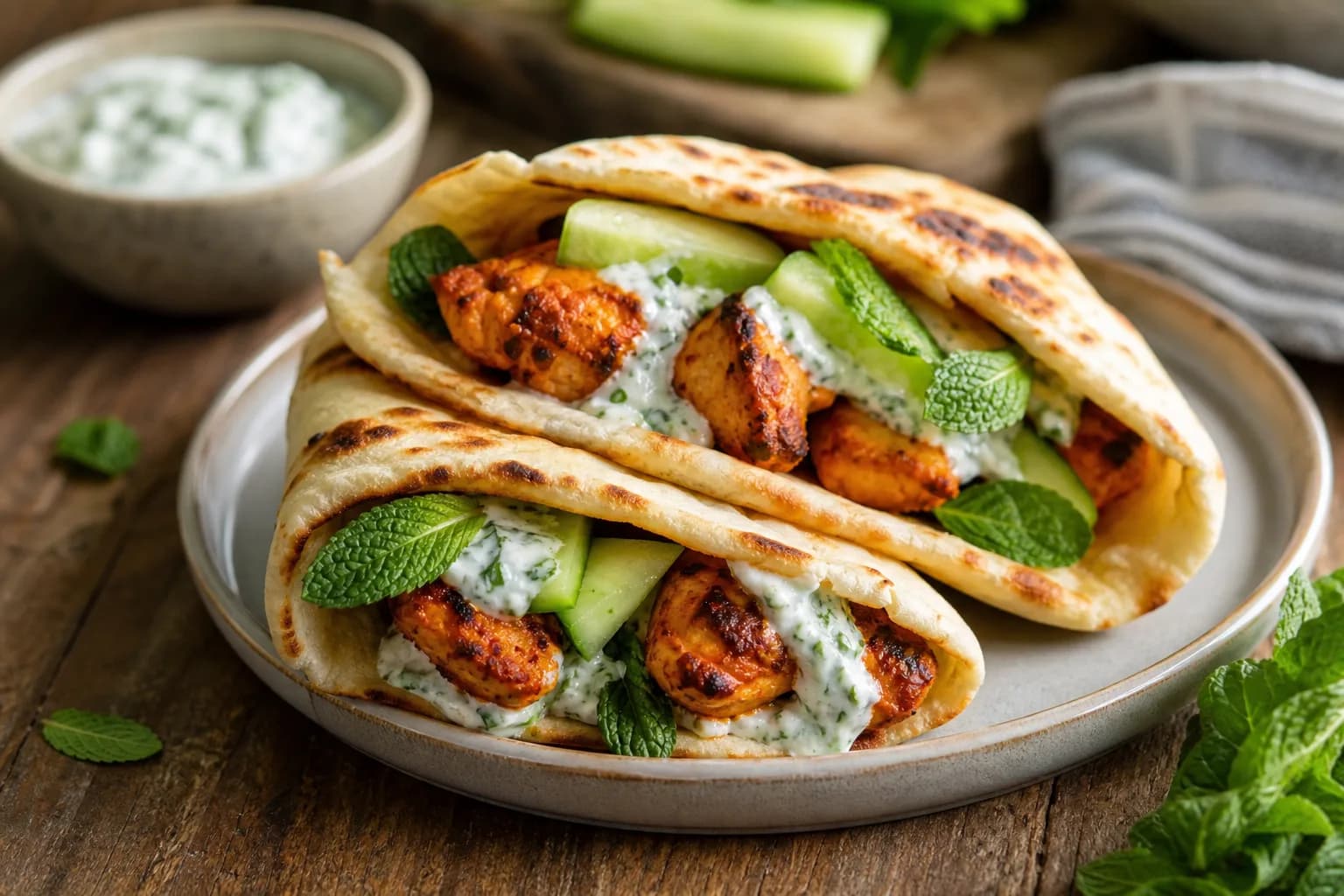 Air Fryer Chicken Tikka Naan Wraps