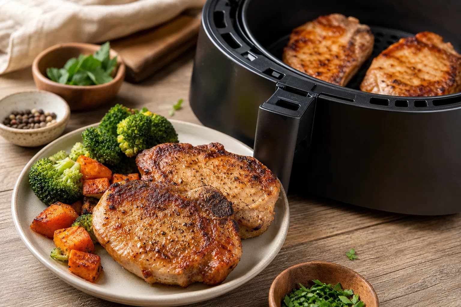 Air Fryer Frozen Pork Chops: How Long for ¾–1 Inch Chops