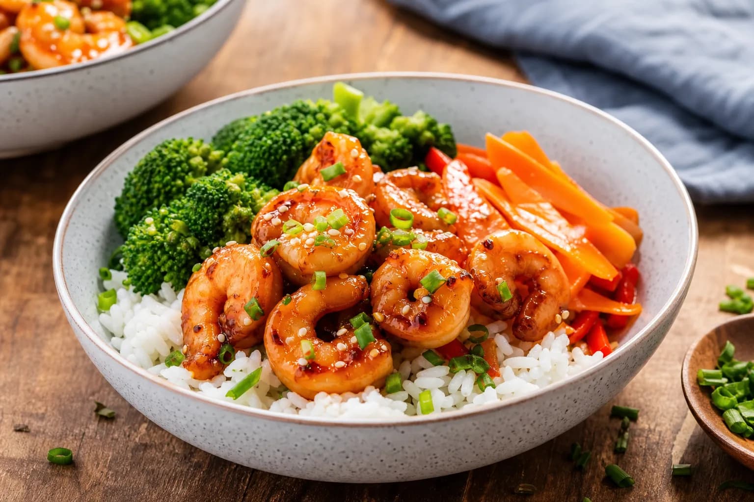Air Fryer Honey Garlic Shrimp Rice Bowls