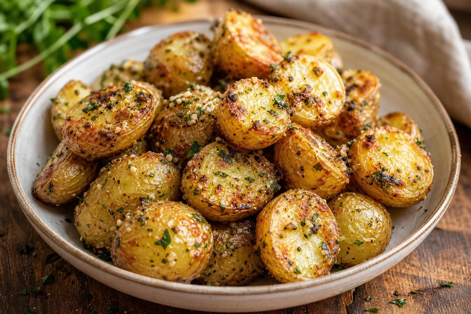 Crispy Air Fryer Garlic Parmesan Baby Potatoes