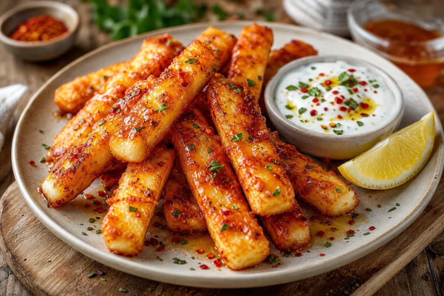 Crispy Hot Honey Air Fryer Halloumi Fries