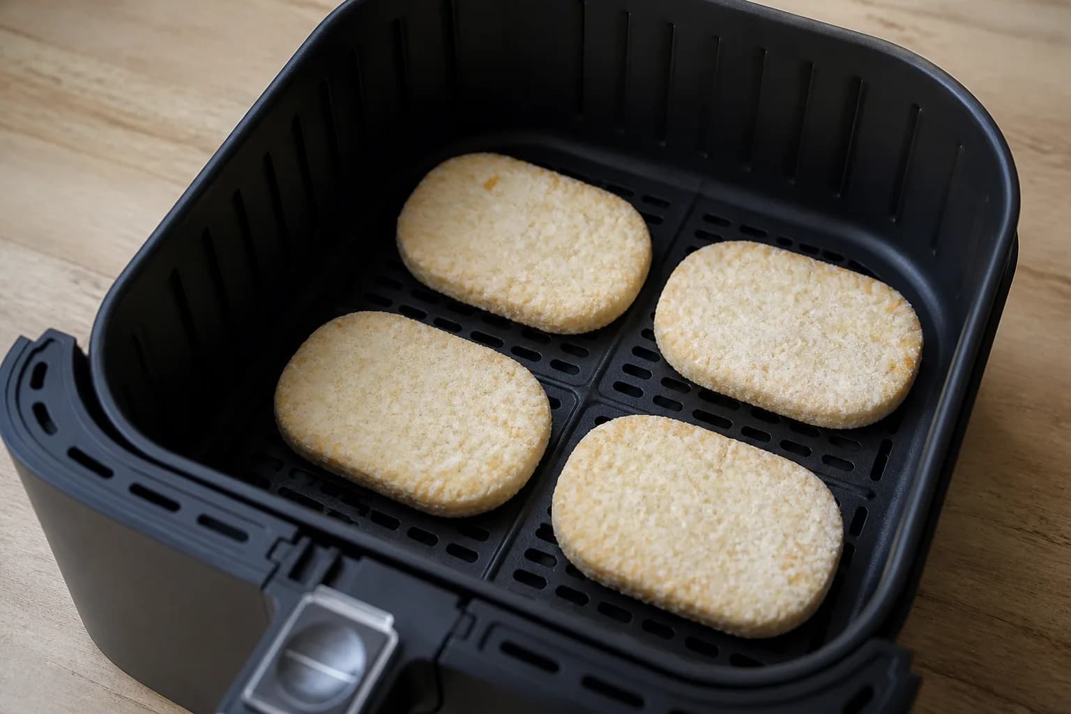 How Long to Air Fry Frozen Hash Brown Patties at 400°F after step 2: Place the frozen hash brown patties in a single layer in the basket or on the tray. Do not stack them; cook in batches if needed.