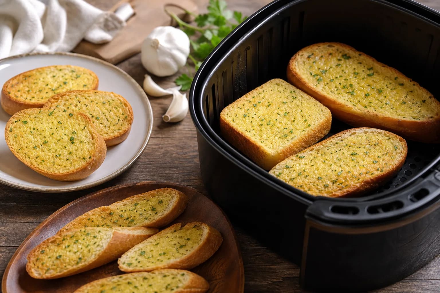 Air Fryer Frozen Garlic Bread: Texas Toast, Slices, and Baguette Timing