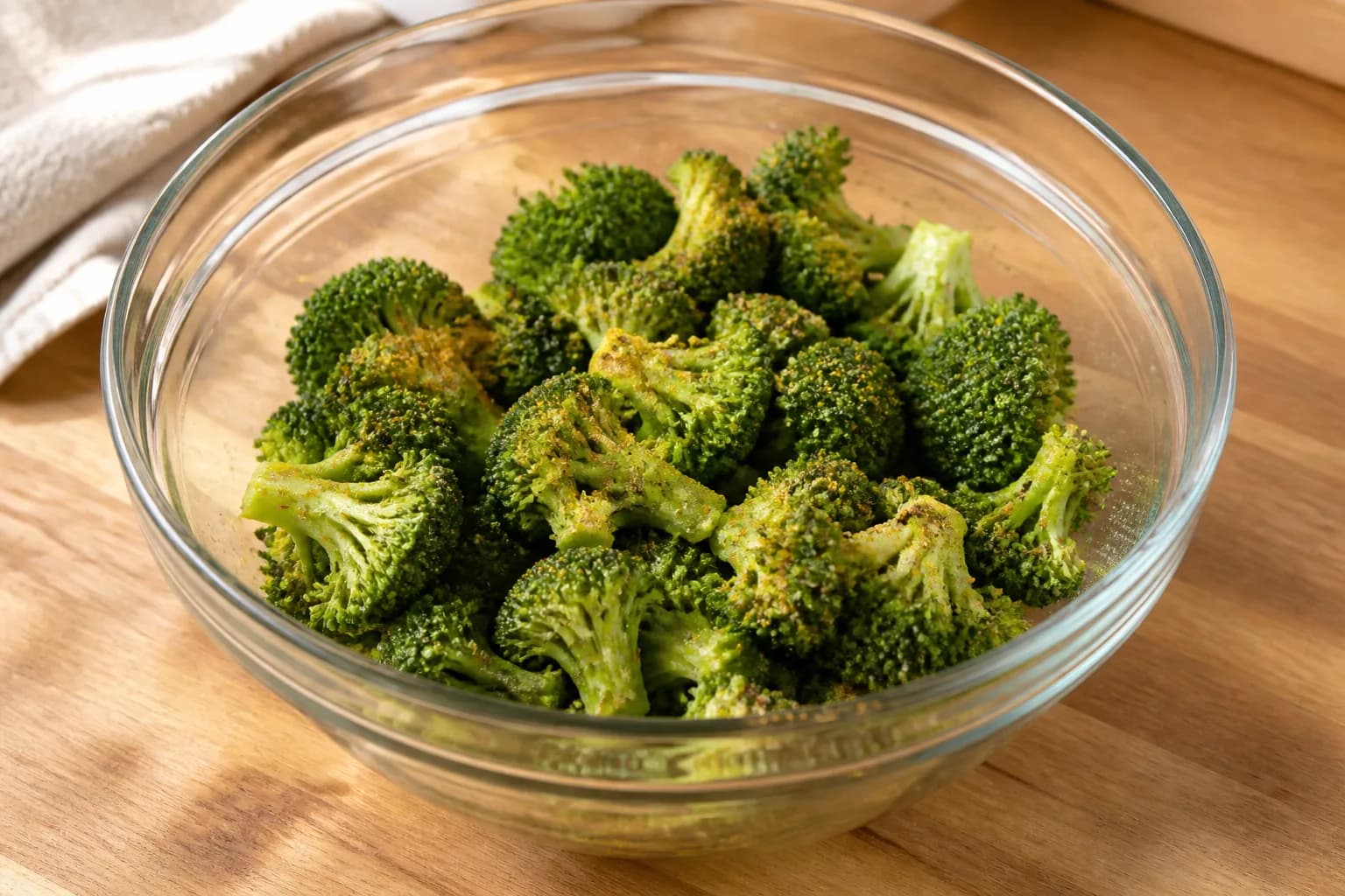 How Long to Air Fry Frozen Broccoli at 400°F / 200°C after step 2: Place the frozen broccoli in a bowl. Break apart any large icy clumps, then toss with the oil, garlic powder, salt, pepper, and smoked paprika if using.