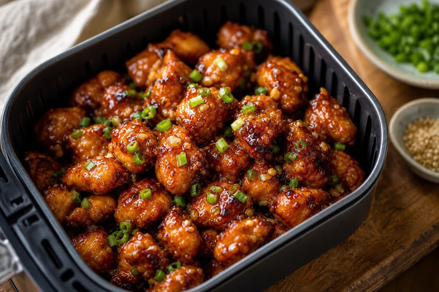 Sticky Air Fryer Honey Garlic Chicken Bites