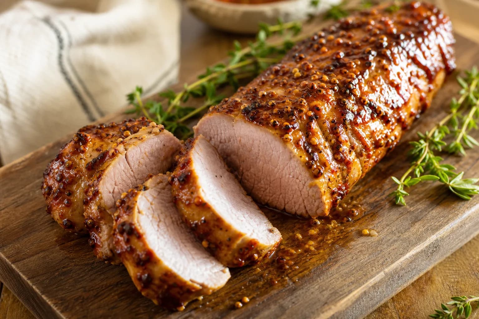 Sticky Air Fryer Honey Mustard Pork Tenderloin