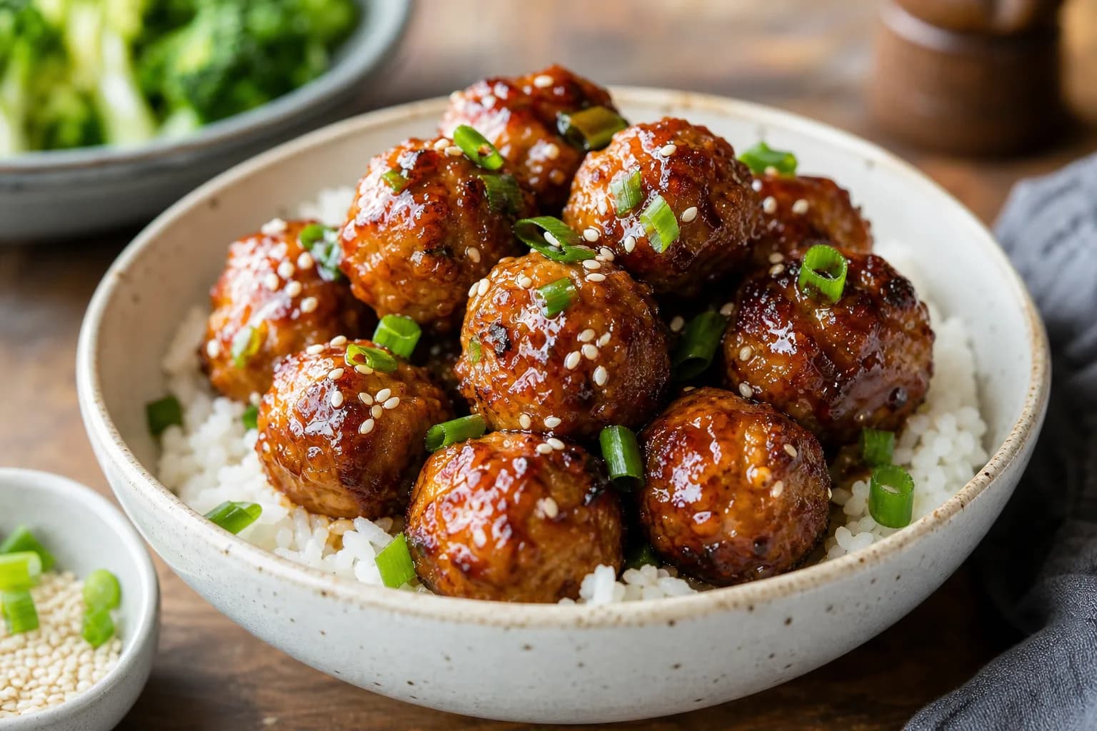 Sticky Air Fryer Teriyaki Chicken Meatballs